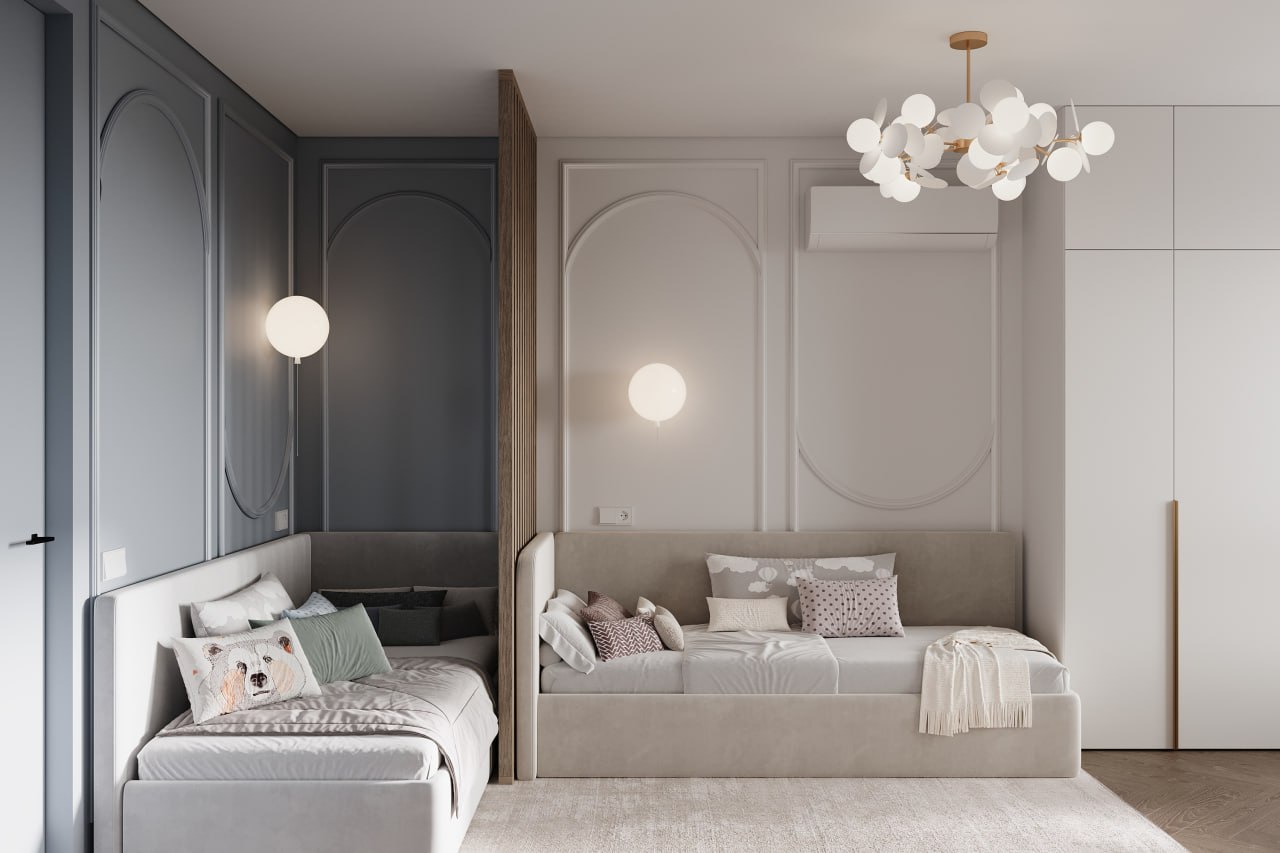 Уютный уголок детской с мягкими акцентами