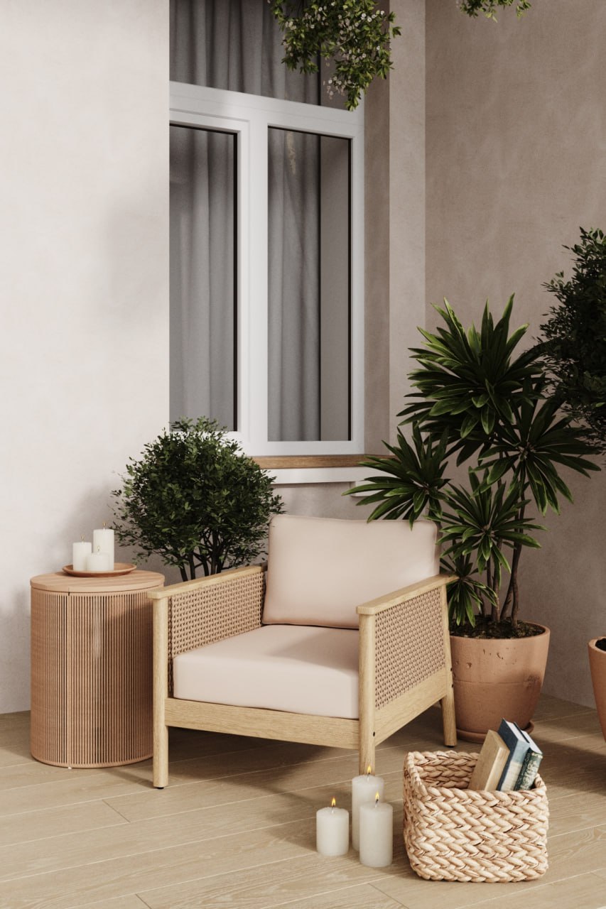 Уединённый уголок отдыха в мягкой природной палитре